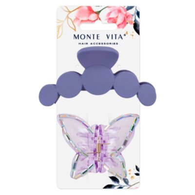 Крабы для волос НАБОР 2 шт., 7 см / 10 см, глянцевый, soft-touch, фиолетовый, MONTE VITA (МОНТЕ ВИТА), 457033, 12 штук, 457033