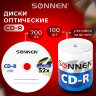 Диски CD-R SONNEN, 700 Mb, 52x, Cake Box (упаковка на шпиле) КОМПЛЕКТ 100 шт., 513533, 513533