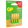 Батарейки КОМПЛЕКТ 4 шт., GP Ultra G-Tech, AAA (LR03, 24А), алкалиновые, мизинчиковые, 24AUA21-2CRSBC4, 457748