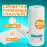 Салфетка одноразовая белая в рулоне 100 шт., 30х40 см, спанлейс 40 г/м2, ЧИСТОВЬЕ, 601-795, 631060