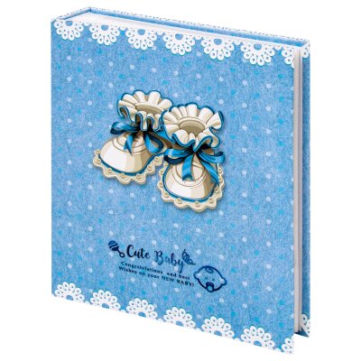 Фотоальбом BRAUBERG "Baby shoes" на 200 фото 10х15 см, твердая обложка, термосклейка, голубой, 39114, 391147, 391147