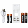 Зарядное устройство с аккумуляторами 4 шт. (2+2) AA+AAA (HR6+HR03), 2700 mAh + 1000 mAh, SONNEN (СОНЕН) BC2, 455005, 455005