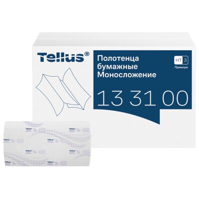 Полотенца бумажные 200 шт., Tellus/TORK (HT3) ПРЕМИУМ, КОМПЛЕКТ 20 пачек, 2-слойные, белые, 23х23 см, V-сложение, 133100, 118796