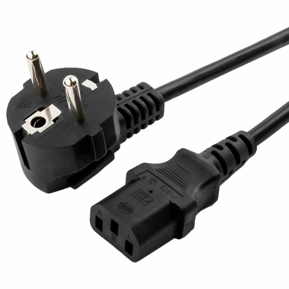 Кабель питания 1,8 м, CABLEXPERT, Schuko-C13, 3x0,5 мм2, 6 A, с заземлением, черный, PC-186, 514210