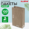 Крафт-пакет бумажный 18х12х29 см, КОМПЛЕКТ 100 шт., плотность 90 г/м2, LAIMA ECO CRAFT, 609683, 609683