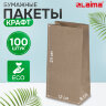 Крафт-пакет бумажный 12х8х24 см, КОМПЛЕКТ 100 шт., плотность 90 г/м2, LAIMA ECO CRAFT, 609682, 609682