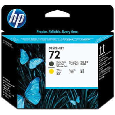 Головка печатающая для плоттера HP (C9384A) Designjet T610/795/1100 и др., №72, черная матовая и желтая, оригинальная, 361334