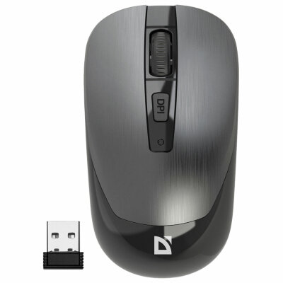 Мышь беспроводная бесшумная DEFENDER Wave MM-995, USB, 3 кнопки+1 колесо-кнопка, оптическая, серая, 52993, 513823