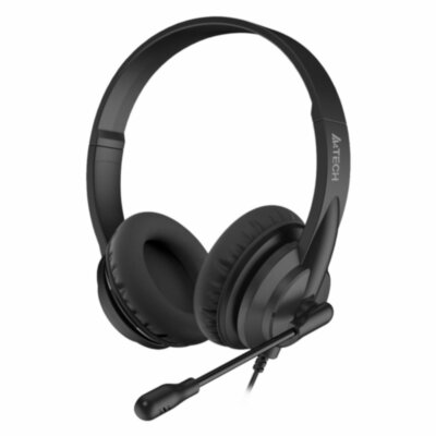 Наушники с микрофоном (гарнитура) A4TECH HU-10, проводные, 2 м, USB, черные, 1611400, 513935