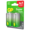 Батарейки КОМПЛЕКТ 2 шт., GP Super G-Tech, D (LR20, 13А), алкалиновые, блистер, 13A-2CR2, 450433