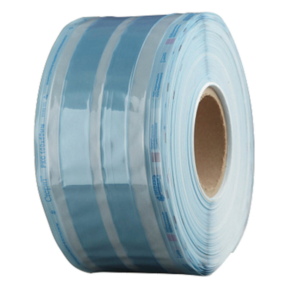 Рулон комбинированный со складкой ВИНАР СТЕРИТ, для ПАРОВОЙ/ГАЗОВОЙ стерилизации, 150 мм х 50 мм х 100 м, 630454