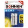 Батарейки КОМПЛЕКТ 2 шт., SONNEN Alkaline, АА (LR6, 15А), алкалиновые, пальчиковые, блистер, 451084, 451084