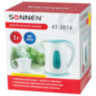 Чайник SONNEN KT-2016, 2 л, 2200 Вт, закрытый нагревательный элемент, пластик, белый/голубой, 453417, 453417