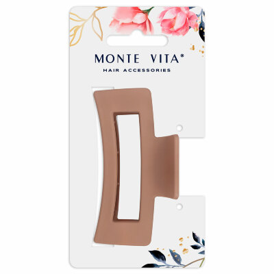 Краб для волос 8,5 см, soft-touch, коричневый, MONTE VITA (МОНТЕ ВИТА), 457001, 12 штук, 457001