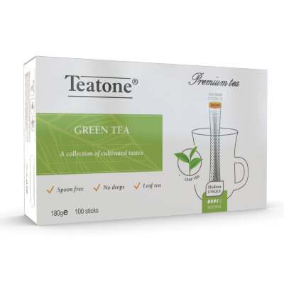 Чай TEATONE зеленый, 100 стиков по 1,8 г, 1241, 622802