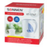 Чайник SONNEN KT-1767, 1,8 л, 2200 Вт, закрытый нагревательный элемент, пластик, белый/синий, 453416, 453416