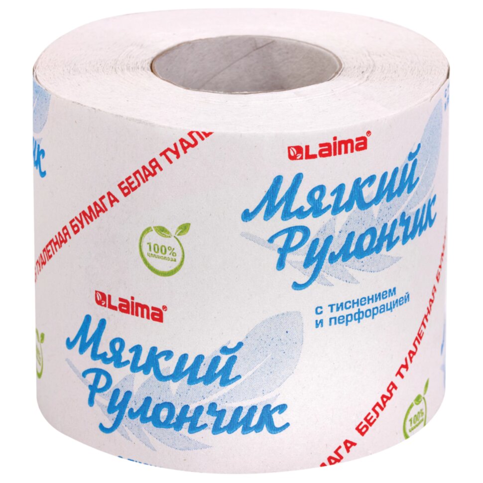 Бумага туалетная "МЯГКИЙ РУЛОНЧИК" белая, 51 метр, 1-слойная, LAIMA, 114737, 48 штук, 114737