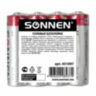 Батарейки КОМПЛЕКТ 4 шт., SONNEN, АА (R6, 15А), солевые, пальчиковые, в пленке, 451097, 451097