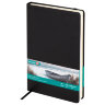Скетчбук, слоновая кость+белая 140 г/м2, 130х210 мм, 80 л., КОЖЗАМ, резинка, BRAUBERG ART CLASSIC, черный, 116873, 116873