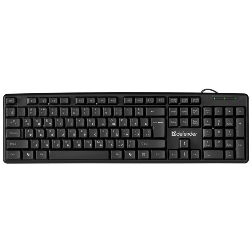 Клавиатура проводная DEFENDER Element HB-520, USB, 104 клавиши + 3 дополнительные клавиши, черная, 45522, 511790