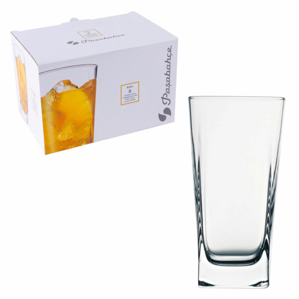 Стакан высокий, 290 мл, КОМПЛЕКТ 6 штук, стекло, PASABAHCE "БАЛТИК", фирменная подарочная упаковка, 41300, 605203