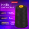 Нить лавсановая для прошивки, ЧЕРНАЯ, диаметр 1 мм, 1000 м, ЛШ 210, BRAUBERG ORIGINAL, 608924, 608924