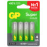 Батарейки КОМПЛЕКТ 4 шт., GP Super G-Tech, AA (LR6, 15А), алкалиновые, пальчиковые, блистер, 15A-2CR4, 450434