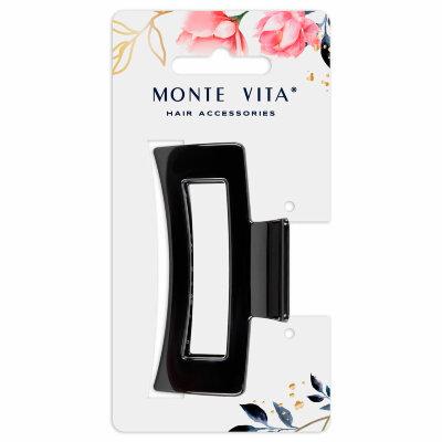 Краб для волос 8,5 см, глянцевый, чёрный, MONTE VITA (МОНТЕ ВИТА), 457000, 12 штук, 457000