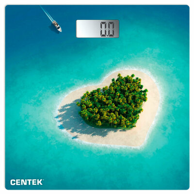 Весы напольные CENTEK CT-2428 "Остров", электронные, вес до 180 кг, квадрат, стекло, с рисунком, CT-2428 Остров, 457576