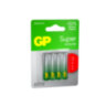 Батарейки КОМПЛЕКТ 4 шт., GP Super G-Tech, AAA (LR03,24А), алкалиновые, мизинчиковые, ПРОМО 3+1, 24A3/1-2CR4, 455921
