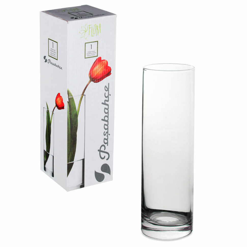 Ваза для цветов колба, высота 265 мм, стекло, PASABAHCE "ФЛОРА", фирменная подарочная упаковка, 43767, 601273