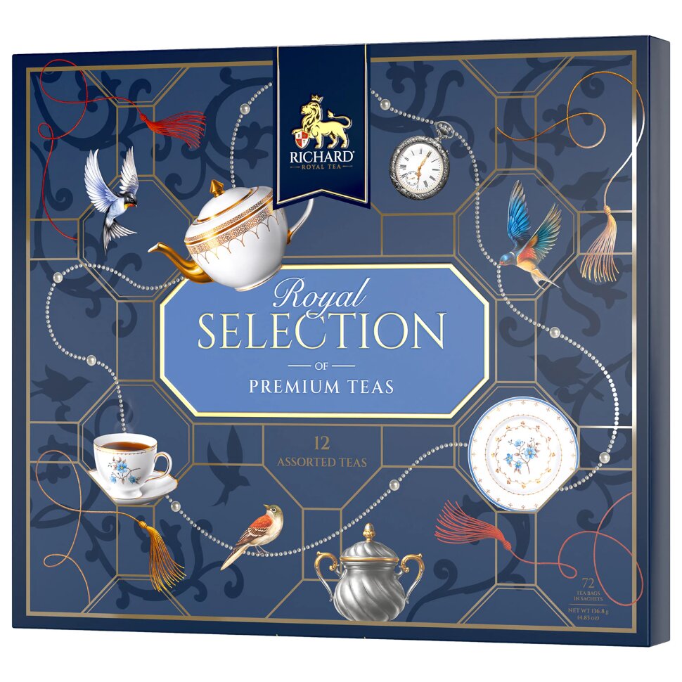 Чай RICHARD "Royal Selection of Premium Teas", ассорти 12 вкусов, НАБОР 72 пакетика, 102819, 624562