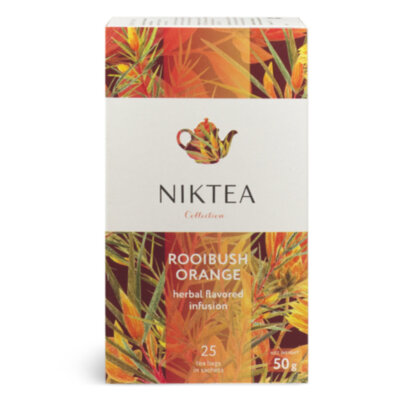 Чай NIKTEA "Ройбуш Оранж" травяной со вкусом апельсина, 25 пакетиков в конвертах по 2 г, TALTHA-DP0058, 624414