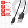 Кабель USB 2.0-micro USB, 1 м, SONNEN, медь, для передачи данных и зарядки, черный, 513115, 513115