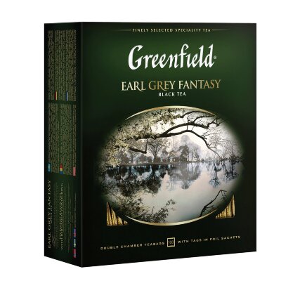 Чай GREENFIELD "Earl Grey Fantasy" черный с бергамотом и цитрусом, 100 пакетиков в конвертах по 2 г, 0584-09, 620392