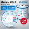 Диски CD-R CROMEX, 700 Mb, 52x, Bulk (термоусадка без шпиля), КОМПЛЕКТ 100 шт., 513779, 513779