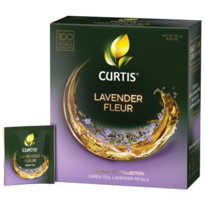 Чай CURTIS "Lavender Fleur" зеленый c лавандой, лепестками роз, 100 пакетиков в конвертах по 1,7 г, 102560, 623398