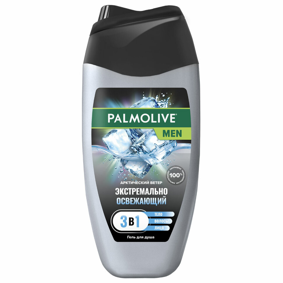 Гель для душа 3 в 1 для лица, волос и тела 250 мл, PALMOLIVE MEN "Арктический ветер", освежающий, 5996175230951, 609030