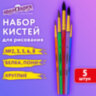 Кисти ПОНИ, БЕЛКА набор 5 шт. (пони круглые 2, 3, 5 белка круглые 6, 8) блистер, ЮНЛАНДИЯ, 201070, 201070