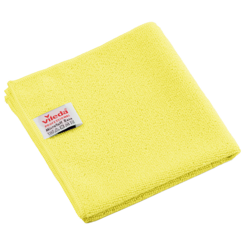 Салфетки VILEDA PROFESSIONAL "МикроТафф Бейс" КОМПЛЕКТ 5 шт., микрофибра, желтый, 36х36 см, 174182, 703620